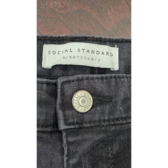 Social Standard by Sanctuary Womens Mid-Rise‎ Ankle Skinny Jean Black Camo Sz 6 - Picture 4 of 11